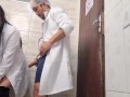 Doctor and nurse can't resist and have sex in the hospital bathroom during their shift