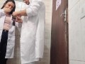 Doctor and nurse can't resist and have sex in the hospital bathroom during their shift