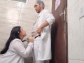Doctor and nurse can't resist and have sex in the hospital bathroom during their shift