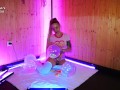 Naughty blonde gets orgasm playing with balloons