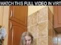 Solo passionate blonde Pussy Juicy rubs her wet pussy in VR.