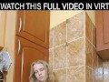 Solo passionate blonde Pussy Juicy rubs her wet pussy in VR.