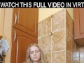 Solo passionate blonde Pussy Juicy rubs her wet pussy in VR.