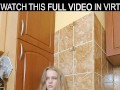Solo passionate blonde Pussy Juicy rubs her wet pussy in VR.