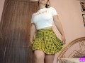 Energetic school girl teases you with her big fat ass and release big loud stinky farts