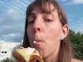 I eat a banana in public