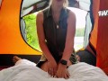 While this slut's husband was relaxing in a nearby tent, she sucked my dick and fucked in the ass