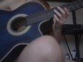 Petite blonde strips for her guitar teacher, so he can finish on her back