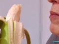 4K MILF wife likes bananas. Sometimes they cum in her mouth  Extreme Close UP.