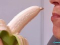 4K MILF wife likes bananas. Sometimes they cum in her mouth  Extreme Close UP.