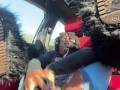 esha mae vs 2 dicks in the car (public car squirt)