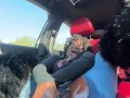 esha mae vs 2 dicks in the car (public car squirt)