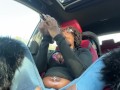 esha mae vs 2 dicks in the car (public car squirt)