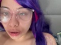 I make silly and ahegao faces  then show what I would do with the dick and masturbate until I reach