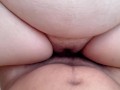 Beautiful curvy girl gets a big cumshot on her belly
