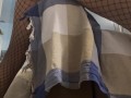 Fishnet-clad tease humping the couch like a desperate slut