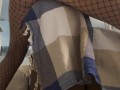 Fishnet-clad tease humping the couch like a desperate slut