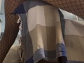Fishnet-clad tease humping the couch like a desperate slut