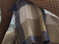 Fishnet-clad tease humping the couch like a desperate slut