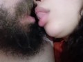 This bitchs hot and naughty kiss leaves the cuckold horny,fucking and sucking the bitch's big tongue