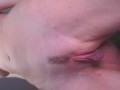Close up pulling my long sexy pussy lips with my landing strip ready to be licked