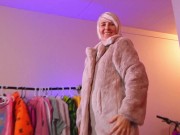 The girl showed her clothes and sucked a dick