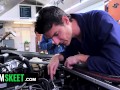 Sharing Stepdad's Cock - Stepdaughter and Stepmom's Unexpected Threesome at the Mechanic Shop
