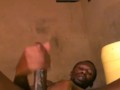 AFRICAN MAN WANKING AND MOANING LOUDLY WHILE STROKING HIS COCK