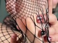 Stepdaughter pleases her daddy by jerking off with her legs in fishnet pantyhose (TEASER)