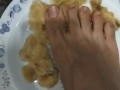 Mash the banana with my foot... Eat it, slave!