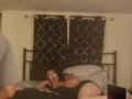 I gag and deepthroat cock and then get on my hands and knees and get my pussy pounded Latino Thug