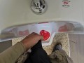Uncut Pissing in a Public Urinal at a Gas Station