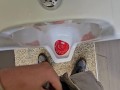 Uncut Pissing in a Public Urinal at a Gas Station
