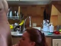 Redhead step sister masturbates in the kitchen and calls her stepbrother to end up fucking very hard