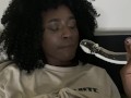 Black stepsister facetime turns into pussy play and POV squirting cumshow