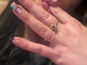 Beautiful MilfyCalla with hungry pussy pee in the toilet, pissing close up