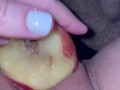 PEACH IN TEEN PUSSY-AMATEUR-SAUDI-ARABIAN SNOWWHITE-FEMALE KINKY FRUIT MASTURBATION-FOOD PORN-USA LA