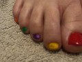 Amateur, homemade, BBW, Skittle toes, high heel cock stomp cum denial