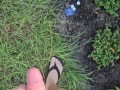Walking Around Cumming And Peeing In The Garden Outside Through Foreskin