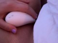 Horny blonde girl plays with her vibrator but fails to cum
