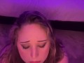 Blonde girl made a custom video for a fan and begs him to cum on her face, with subtitles