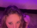 Blonde girl made a custom video for a fan and begs him to cum on her face, with subtitles