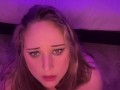 Blonde girl made a custom video for a fan and begs him to cum on her face, with subtitles