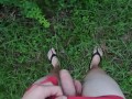Peeing And Then Cumming In Orange Short Shorts Outside In My Garden