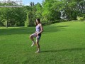 Public park work out routine. Fiona Brandy Keeps body fit and clothes tight w nipples sticking out!