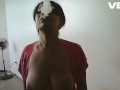 BLINDFOLD COSPLAY BLOWJOB EBONY BROWN SKIN SUCKING BBC