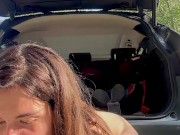Fucked by a car hitch near strangers – I squirted hard in public again