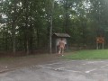 Checking out a public historic site while naked