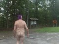 Checking out a public historic site while naked