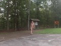 Checking out a public historic site while naked